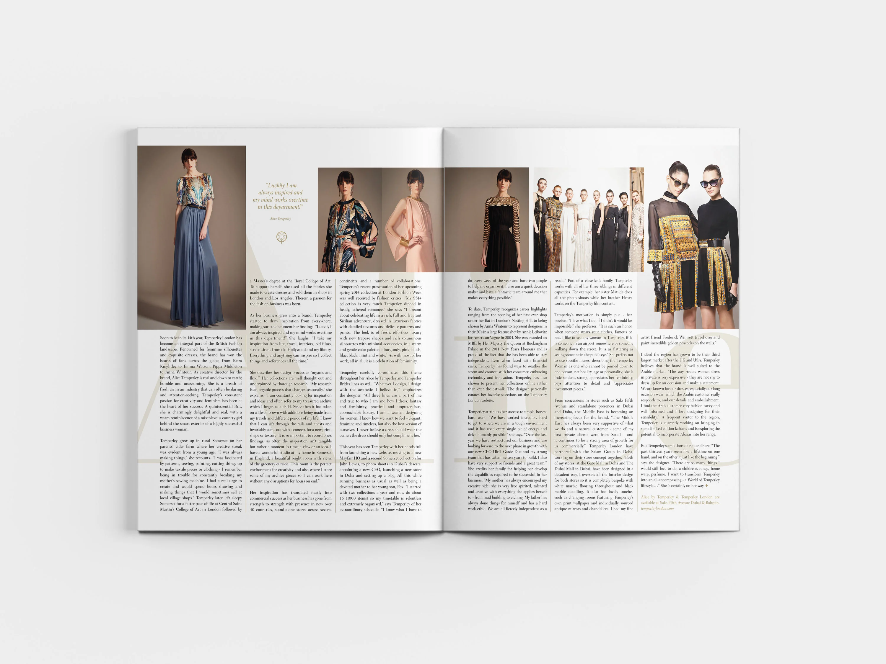 another spread from Masquerade Magazine about the designer Alice Temperley
